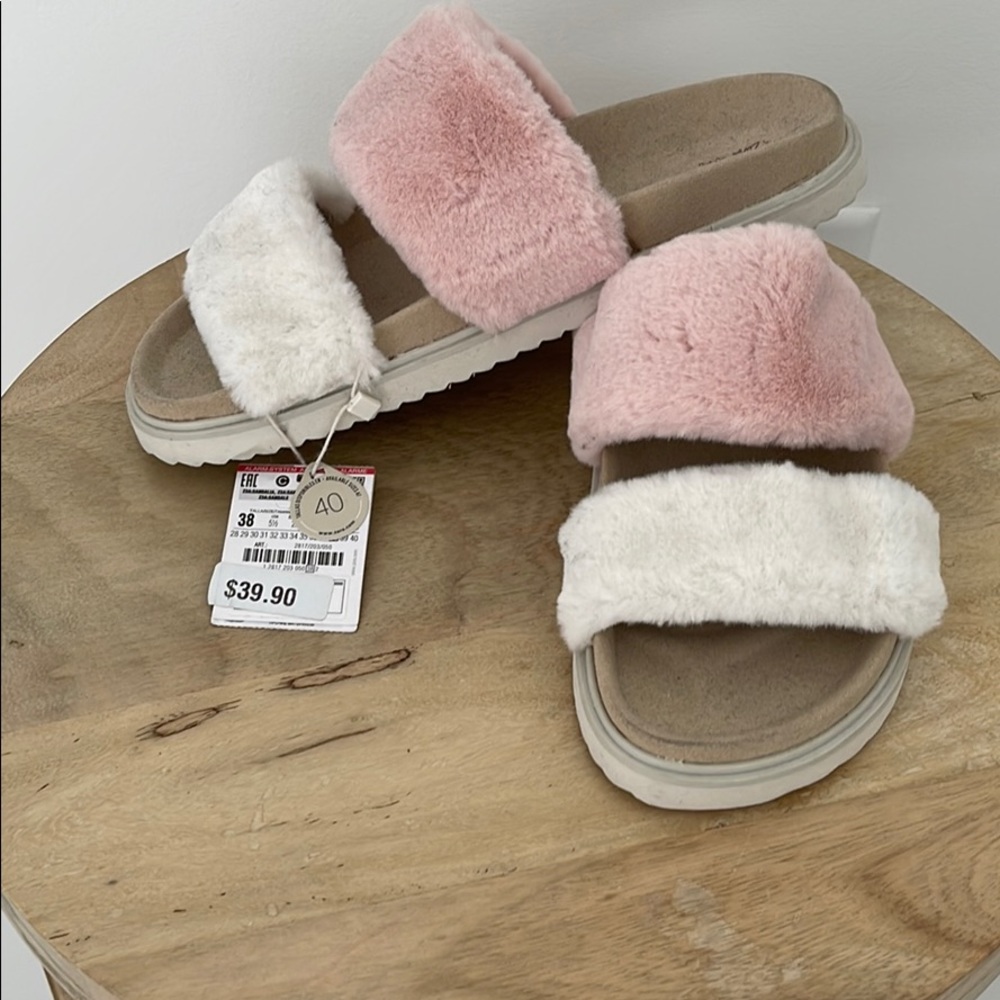 Brand new with tags Zara fuzzy slip ons Size 38